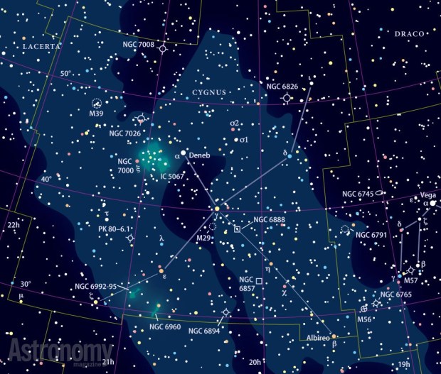 Star chart of the constellation Cygnus