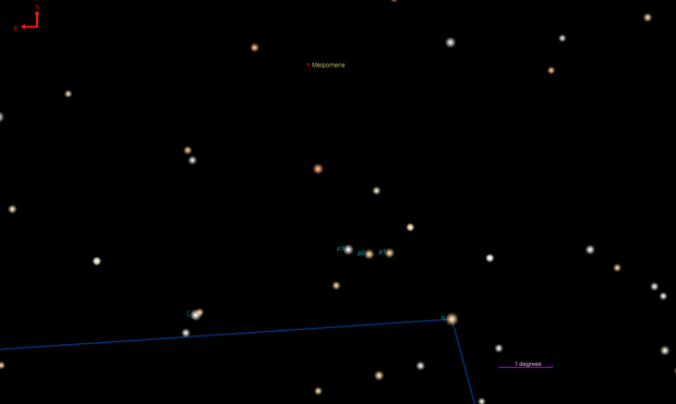 Position of asteroid Melpomene on November 5, 2023