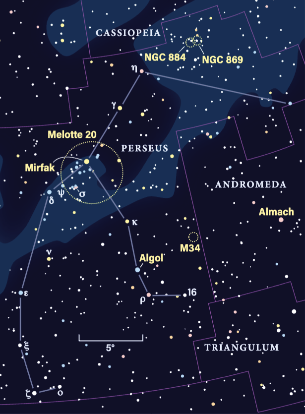 star chart showing the constellation Perseus