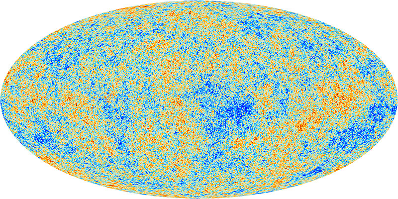 The cosmic microwave background (CMB) is a snapshot of the early universe; it is the oldest light we can see. This light has been Doppler shifted into the microwave portion of the spectrum, outside the realm of naked-eye observing. In this image, generated with data from the Planck satellite, different colors represent tiny temperature fluctuations in the universe. Credit: ESA and the Planck Collaboration