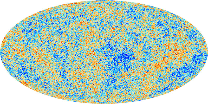 The cosmic microwave background (CMB) is a snapshot of the early universe; it is the oldest light we can see. This light has been Doppler shifted into the microwave portion of the spectrum, outside the realm of naked-eye observing. In this image, generated with data from the Planck satellite, different colors represent tiny temperature fluctuations in the universe. Credit: ESA and the Planck Collaboration