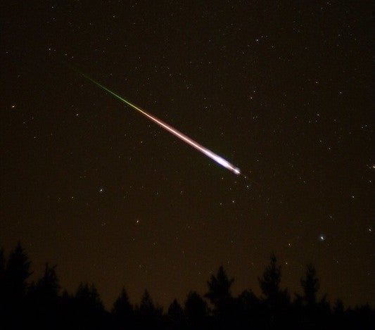 Leonid meteor with a long train