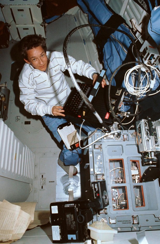 Mary Cleave, shown in 1989, works aboard Atlantis for NASA’s STS-30 mission. Credit: NASA