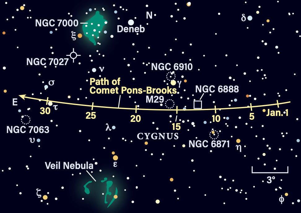 The Path of Comet Pons-Brooks in January 2024