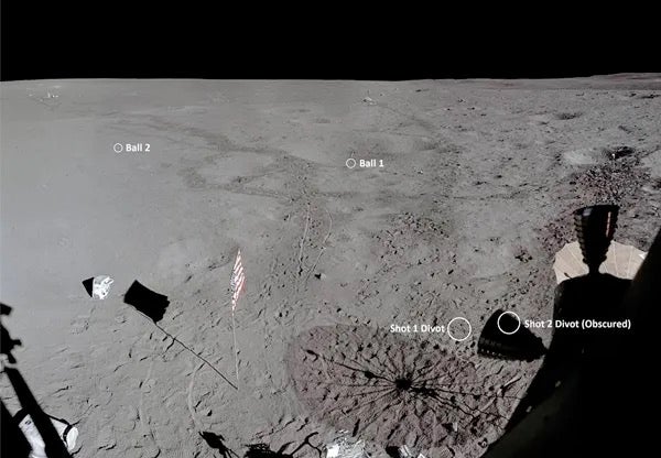 Image specialist Andy Saunders analyzed archival stills taken by the astronauts and was able to measure the distance of Shepard’s second shot. Credit: NASA/JSC/ASU/Andy Saunders