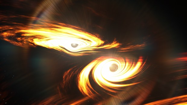 An artist representation of two merging black holes