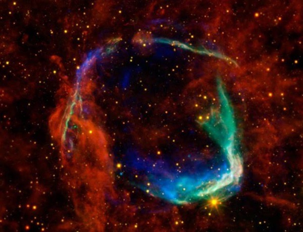 Supernova RCW 86, the oldest known supernova in recorded history, was seen by Chinese astronomers in 185 A.D. X-ray: NASA/CXC/SAO & ESA; Infared: NASA/JPL-Caltech/B. Williams (NCSU)