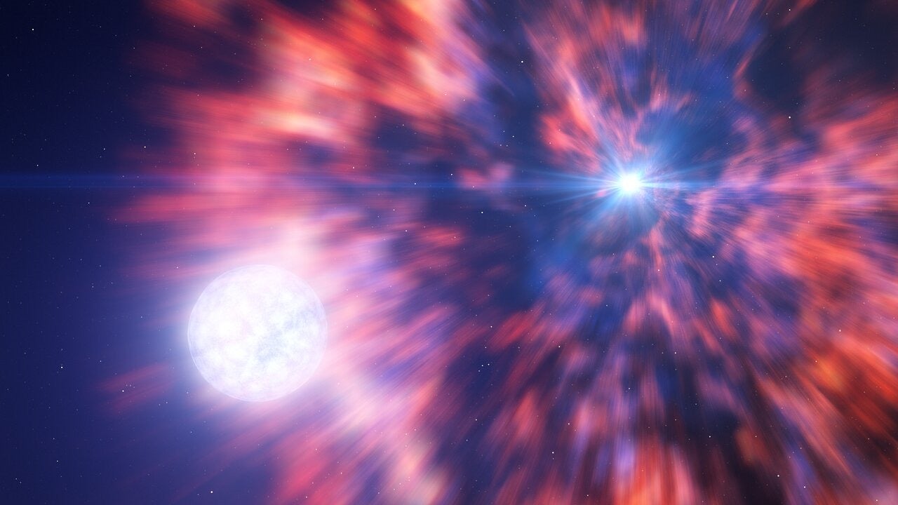 This artist’s impression is based on the aftermath of a supernova explosion, which resulted in a compact object. Credit: ESO/L. Calçada