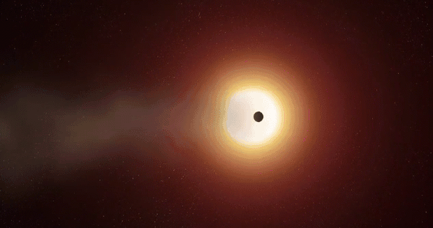 An artist's impression of exoplanet WASP-69 b orbiting its host star. Credit: Adam Makarenko/W. M. Keck Observatory