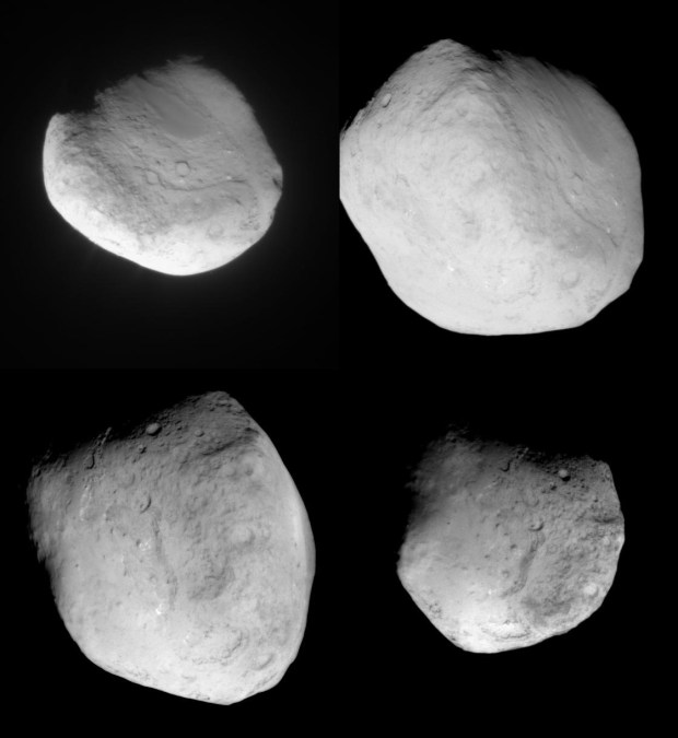 This image mosaic shows four different views of comet Tempel 1 as seen by NASA Stardust spacecraft as it flew by on Feb. 14, 2011. The images progress in time beginning at upper left, upper right, to lower left, then lower right. Credit: NASA.