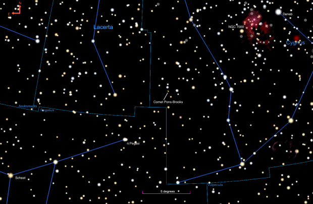 The location of Comet Pons-Brooks on February 6, 2024