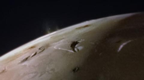 Two plumes on Jupiter's moon Io, as seen by JunoCam. Credit: Image data: NASA/JPL-Caltech/SwRI/MSSS