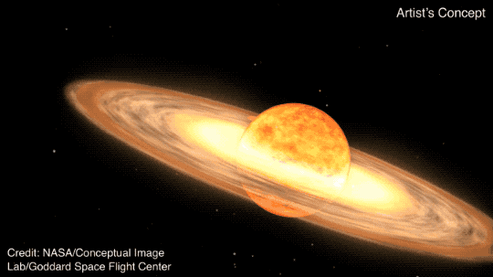 An artist's representation of a red dwarf and a white dwarf orbiting each other. The gif shows the white dwarf exploding as a nova.