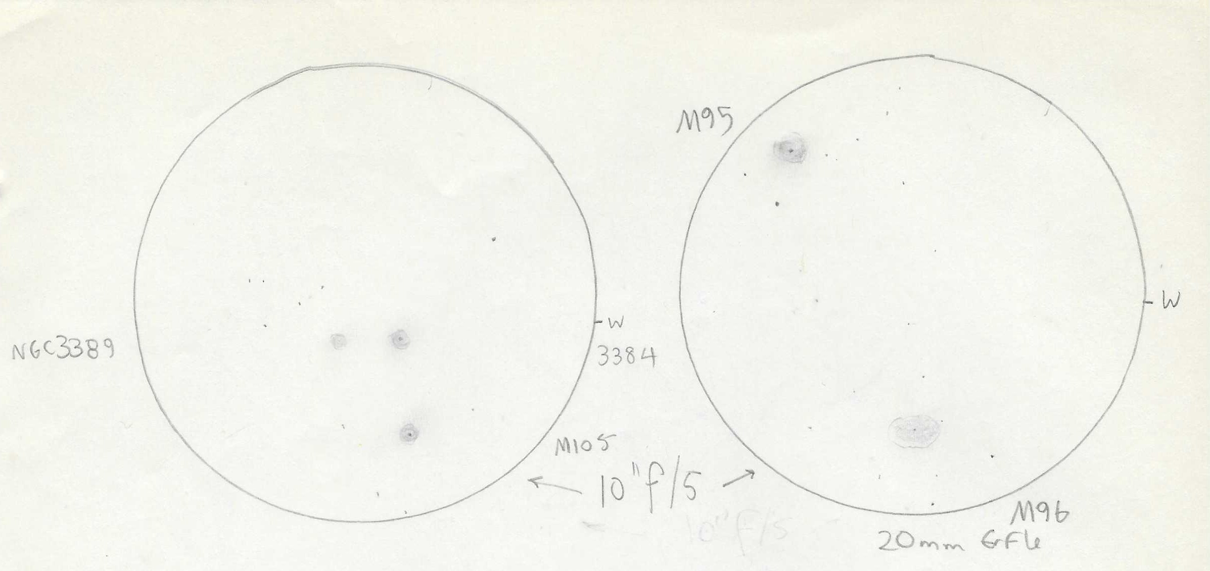 Sketches of M95 and NGC 3389