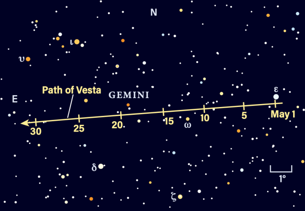 Path of Vesta in May 2024