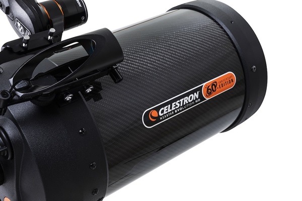 The telescope’s carbon-fiber tube is lightweight and strong, giving this model a high-tech appearance.