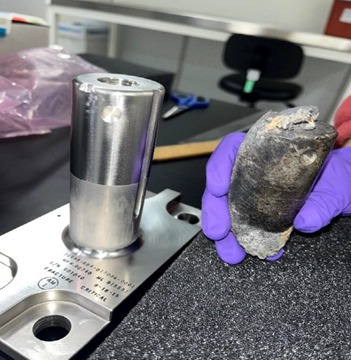NASA released this image, which shows the recovered piece of space debris. It weighs 1.6 pounds. Credit: NASA.