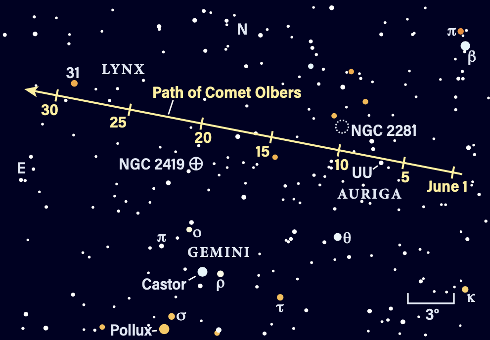 Path of Comet Olbers in June 2024