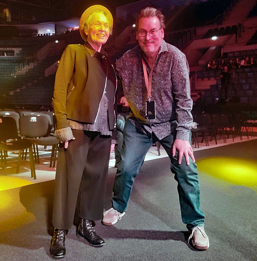 One of the recipients of the Stephen Hawking Medal this year was the amazing Laurie Anderson, musician and avant-garde artist, seen here with Dave Eicher, who gave her the award. Credit: David J. Eicher.