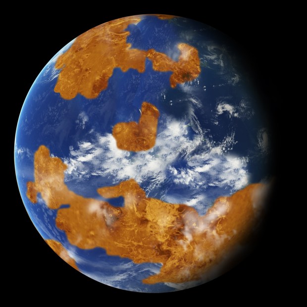 An illustration of what Venus might have looked like with large oceans. Credit: NASA.