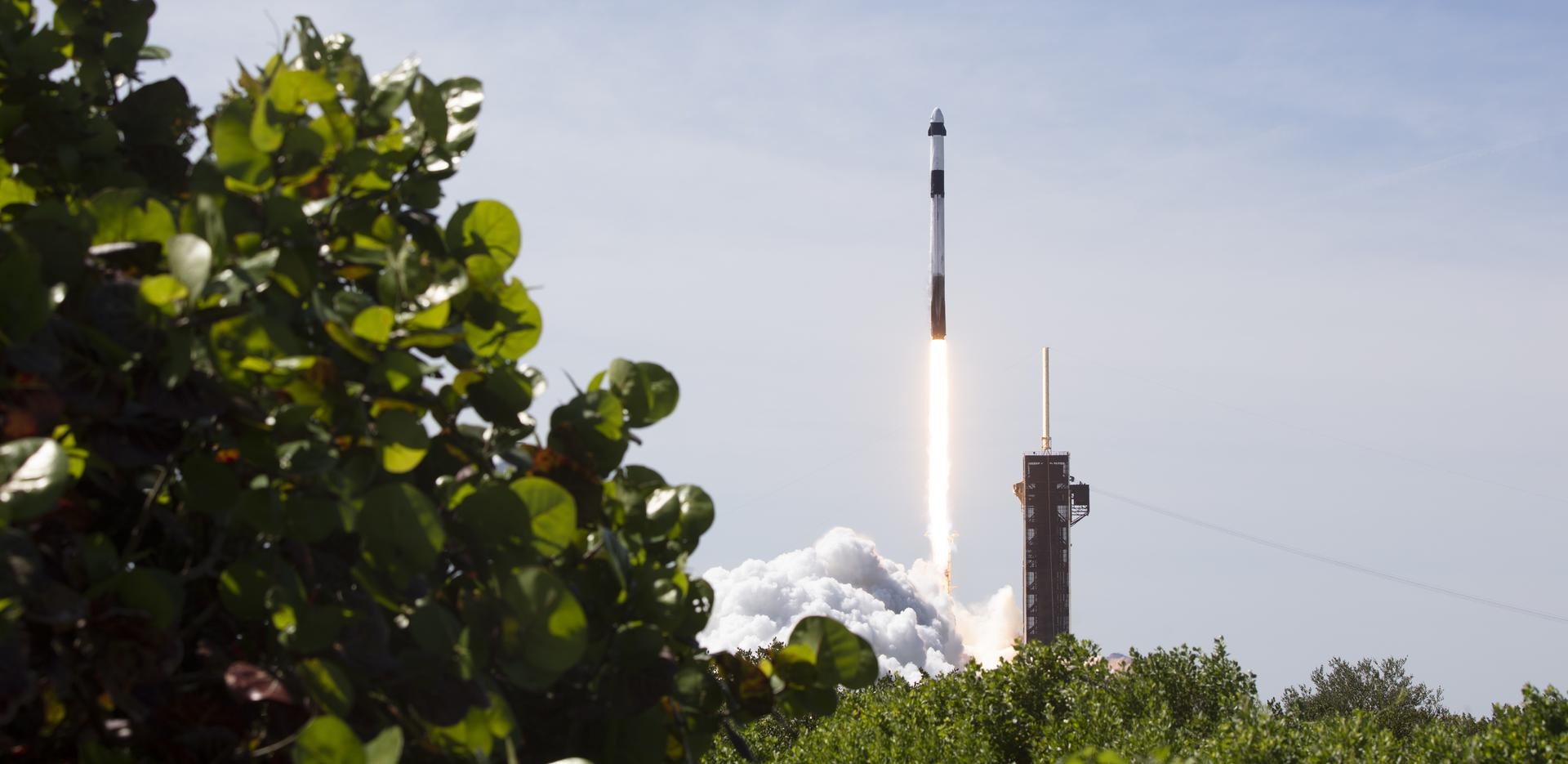 A SpaceX Falcon 9 rocket carrying the company's Crew Dragon spacecraft launches from Kennedy Space Center in 2022. Credit: NASA.