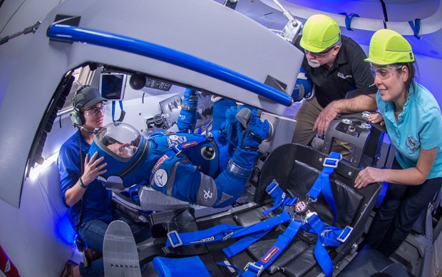 The interior of the Boeing Starliner.